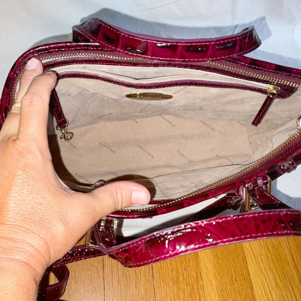 Brahmin Genuine Leather croc-Embossed Bag - Sangria - Picture 5 of 5